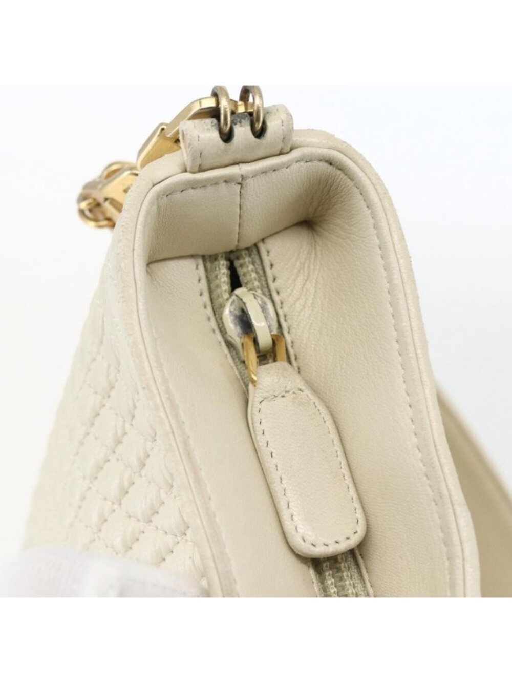 Authentic BALLY Shoulder Bag Leather Ivory Gold - Picture 6 of 16